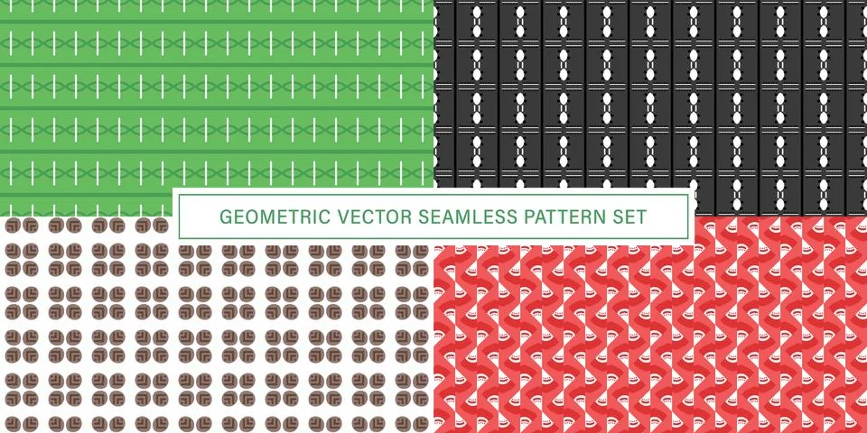 Set of geometrical Seamless Pattern vector background, texture ornament. Illustrazione stock