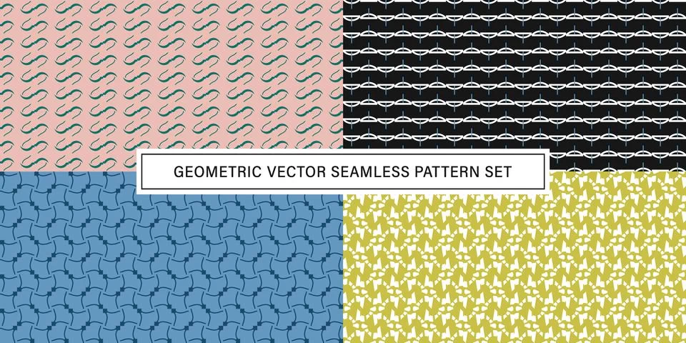 Set of geometrical Seamless Pattern vector background, texture ornament. Illustrazione stock