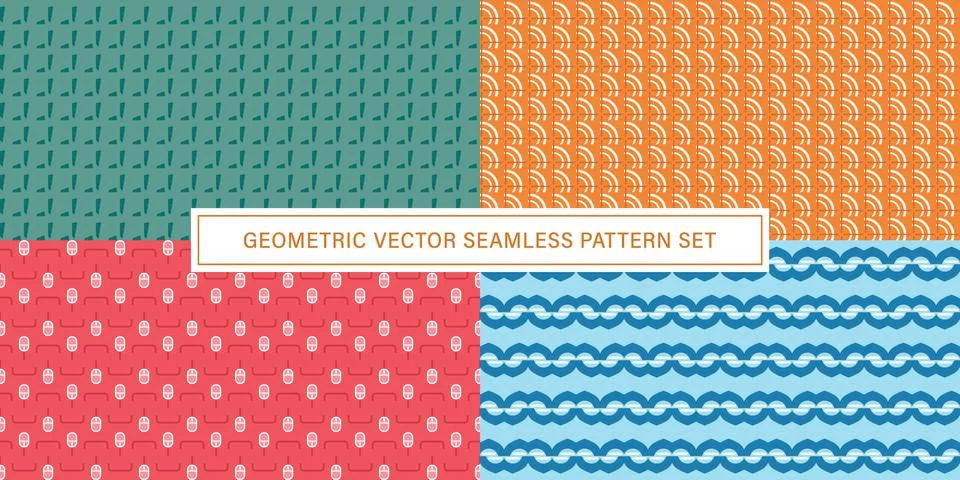 Set of geometrical Seamless Pattern vector background, texture ornament. イラスト素材