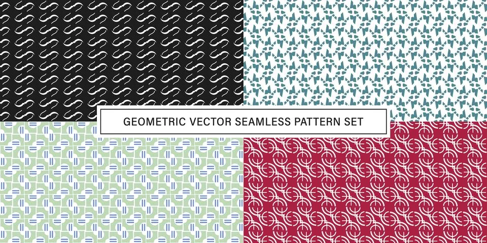Set of geometrical Seamless Pattern vector background, texture ornament. イラスト素材