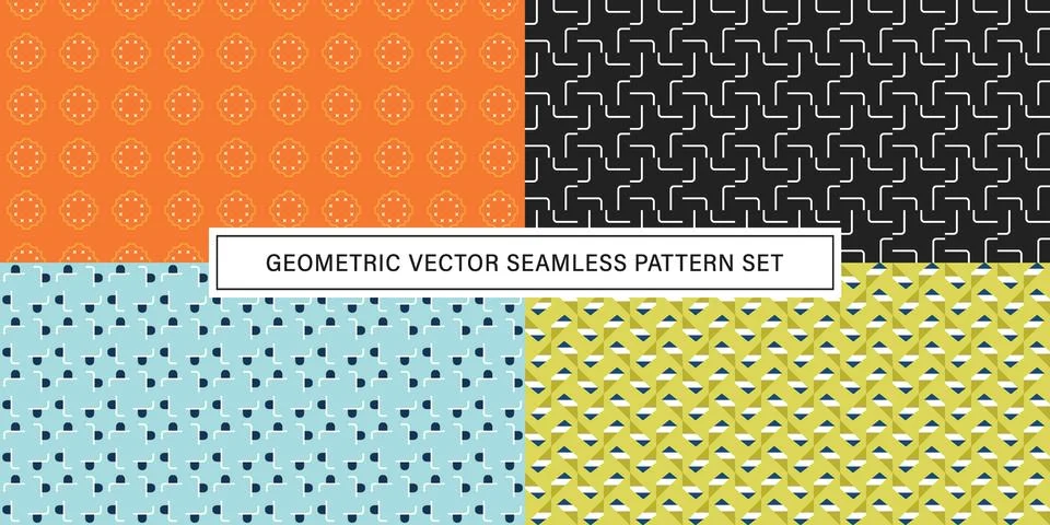 Set of geometrical Seamless Pattern vector background, texture ornament. Illustrazione stock