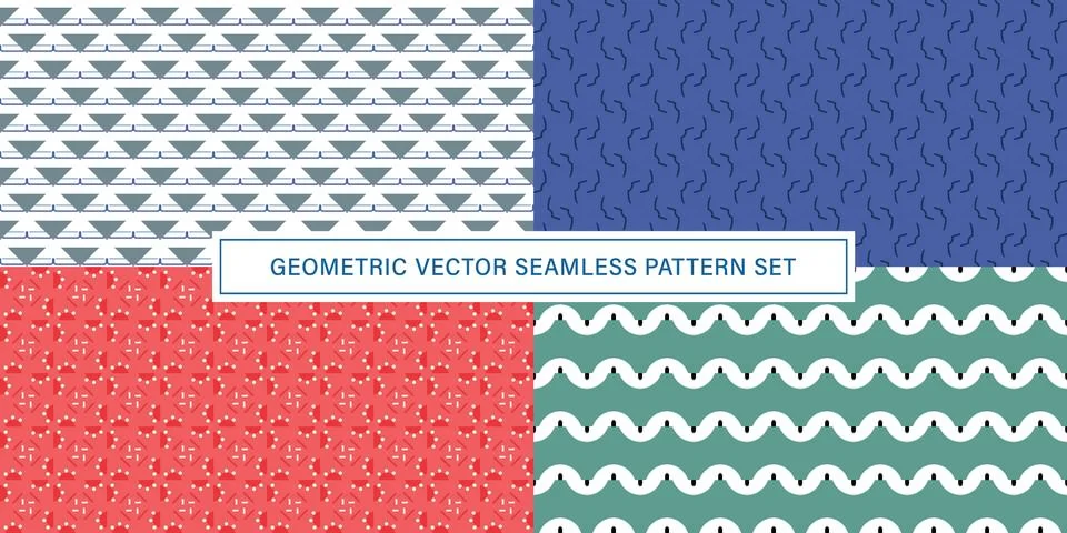 Set of geometrical Seamless Pattern vector background, texture ornament. 库存插图