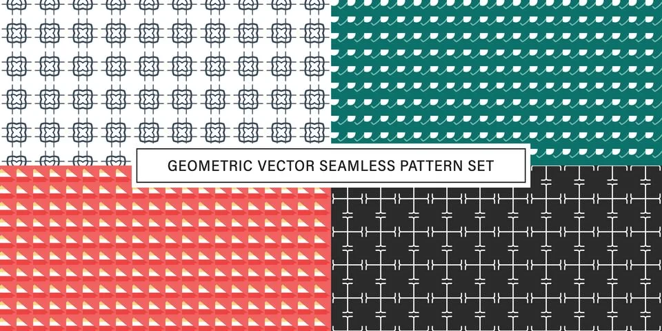Set of geometrical Seamless Pattern vector background, texture ornament. Illustrazione stock