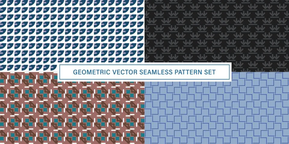 Set of geometrical Seamless Pattern vector background, texture ornament. Stock Illustration