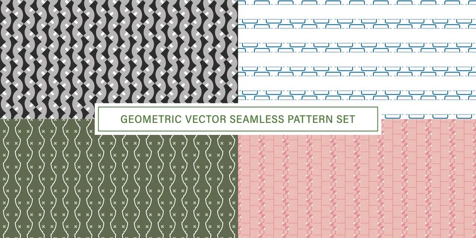 Set of geometrical Seamless Pattern vector background, texture ornament. 库存插图
