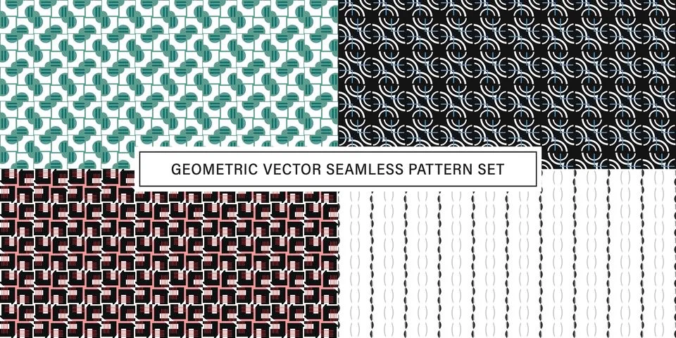 Set of geometrical Seamless Pattern vector background, texture ornament. 库存插图