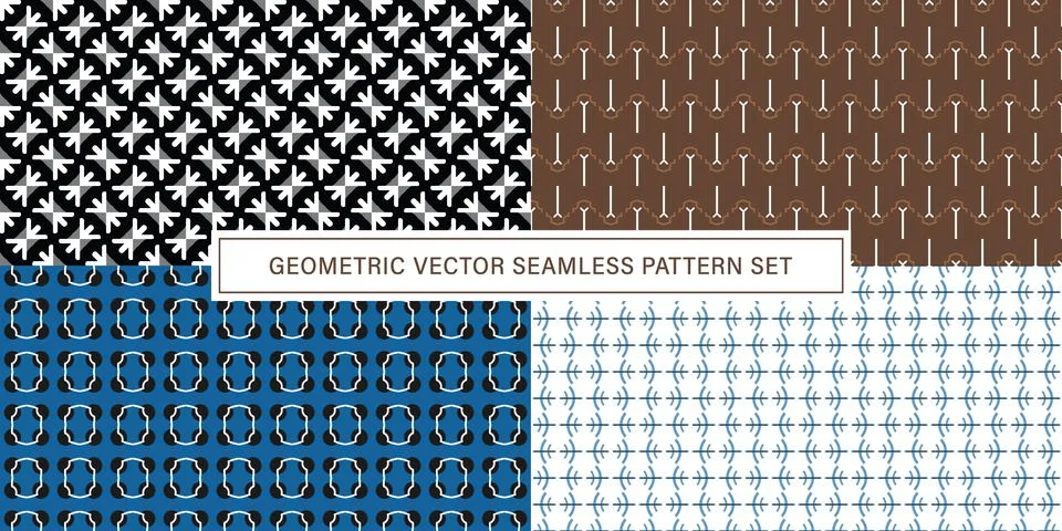 Set of geometrical Seamless Pattern vector background, texture ornament. Stock Illustration