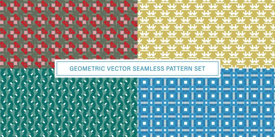Set of geometrical Seamless Pattern vector background, texture ornament. Stock-Illustration