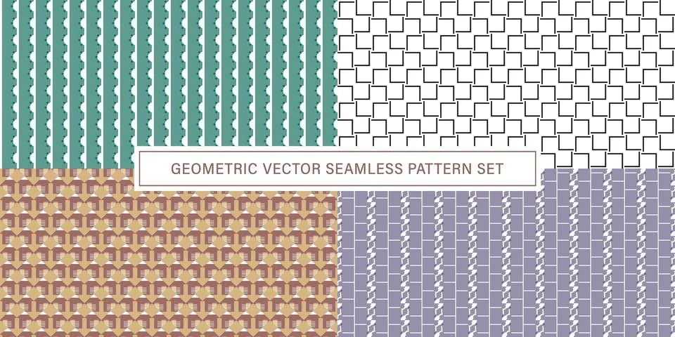 Set of geometrical Seamless Pattern vector background, texture ornament. Stock Illustration