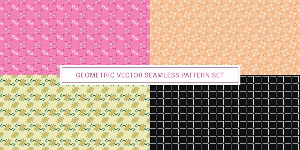 Set of geometrical Seamless Pattern vector background, texture ornament. Illustrazione stock