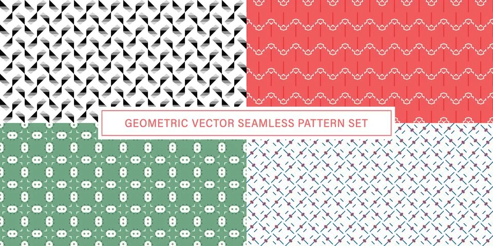 Set of geometrical Seamless Pattern vector background, texture ornament. 库存插图