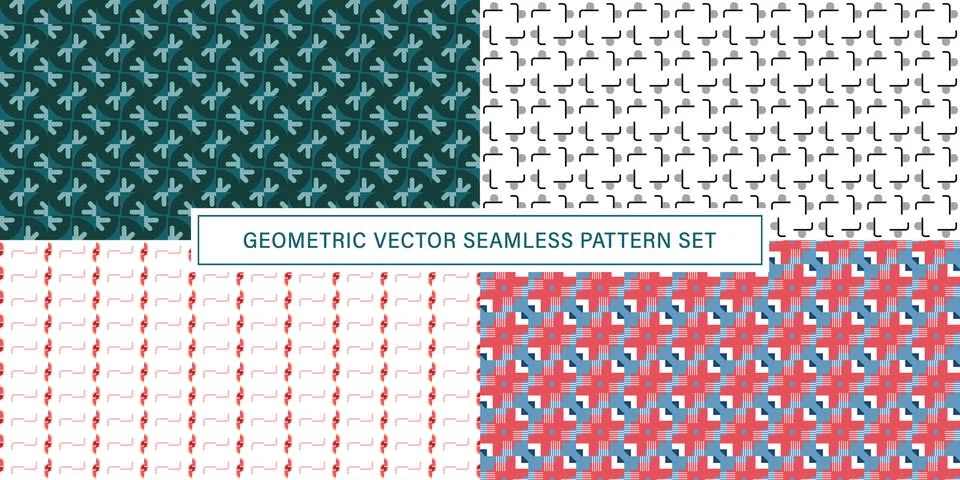 Set of geometrical Seamless Pattern vector background, texture ornament. Stock Illustration