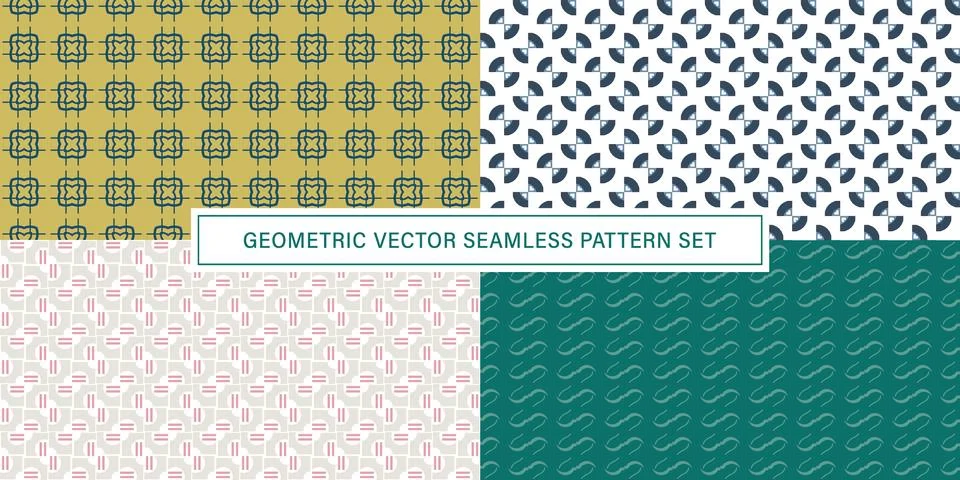Set of geometrical Seamless Pattern vector background, texture ornament. Illustrazione stock