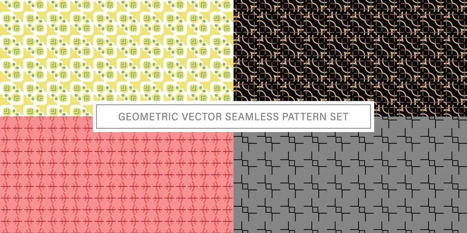 Set of geometrical Seamless Pattern vector background, texture ornament. Stock Illustration