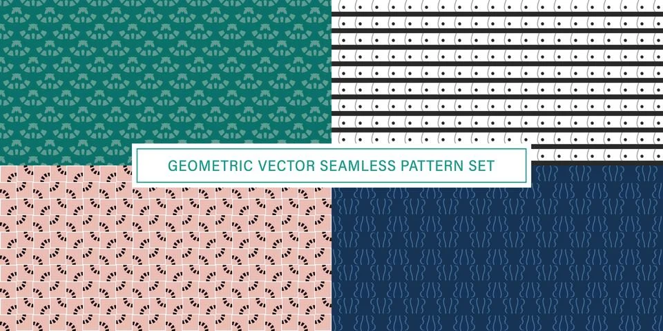 Set of geometrical Seamless Pattern vector background, texture ornament. イラスト素材
