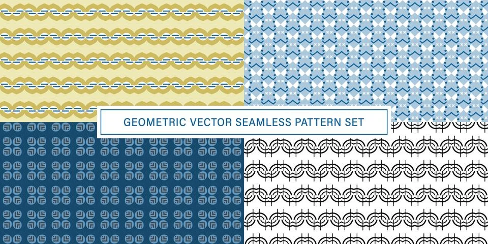 Set of geometrical Seamless Pattern vector background, texture ornament. Stock Illustration