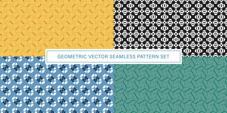 Set of geometrical Seamless Pattern vector background, texture ornament. Illustrazione stock