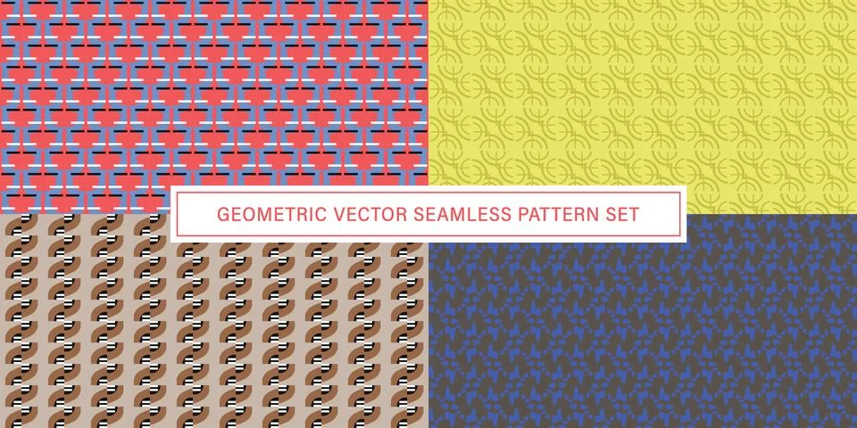 Set of geometrical Seamless Pattern vector background, texture ornament. Illustrazione stock