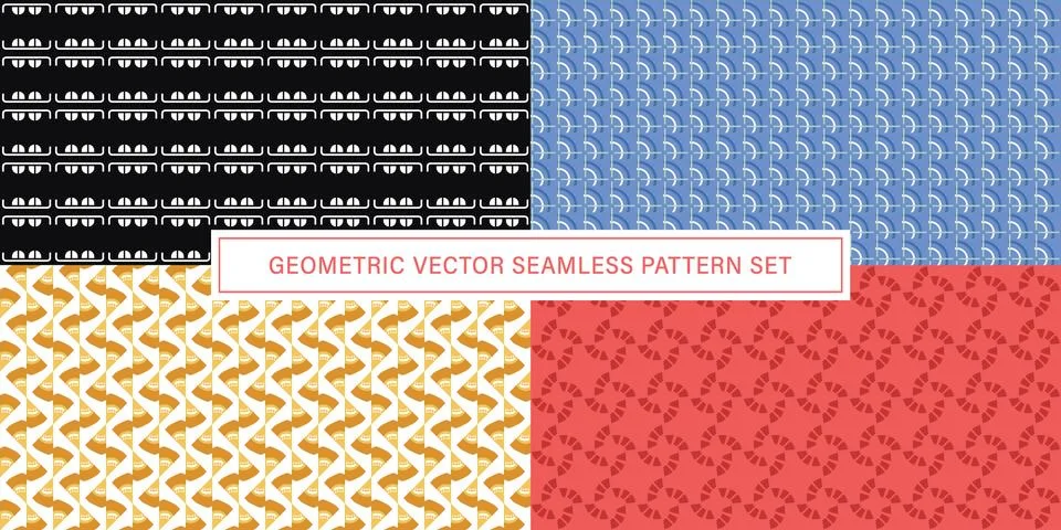 Set of geometrical Seamless Pattern vector background, texture ornament. 库存插图