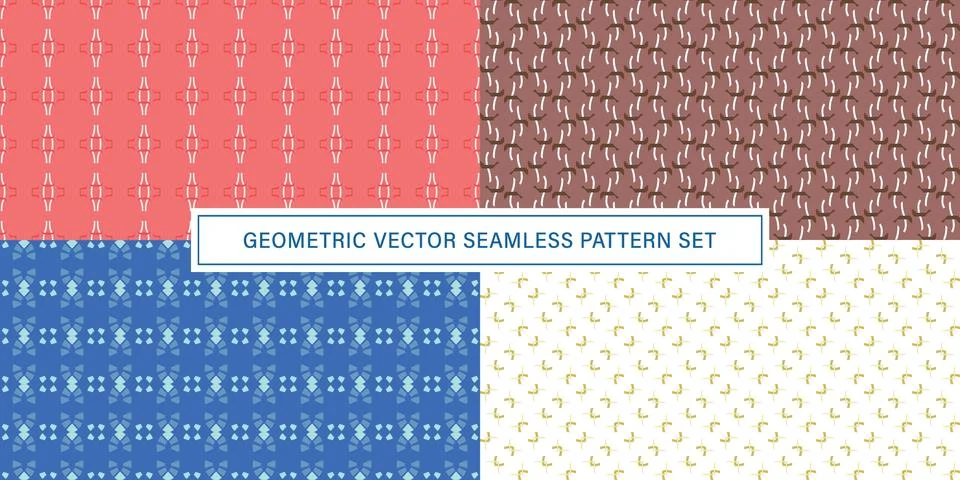 Set of geometrical Seamless Pattern vector background, texture ornament. Stock-Illustration