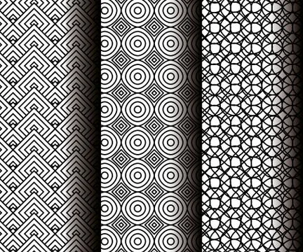 Set geometrics figures in grey patterns Stock Illustration