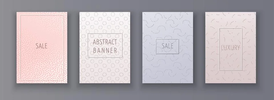 Set of geometry abstract hand made backgrounds for wedding, cosmetic, 8 march Stock Illustration