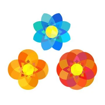 Set of geometry mandala flowers Stock Illustration