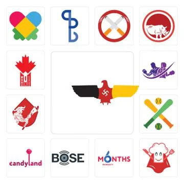 Set of german eagle, super chef, 6 months warranty, bose, candyland, fantasy  Illustrazione stock gratuita