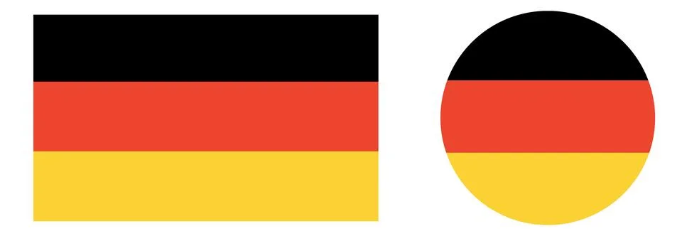 Set of German flags isolated. German flags set in square and circle. Stock Illustration
