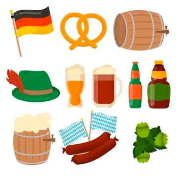 Set of German Oktoberfest vector elements isolated Stock Illustration