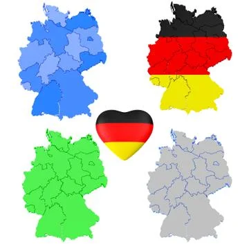 Set of Germany 3D map and heart 库存插图