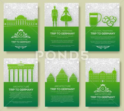 Set of Germany country ornament illustration concept. Art traditional, poster Stock Illustration