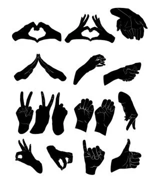 Set of gestures of hands black. different gestures Stock Illustration
