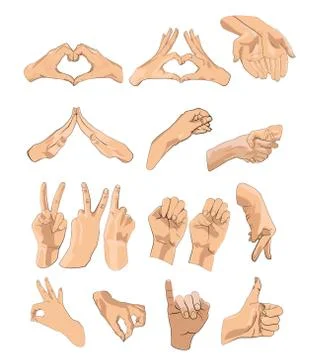 Set of gestures of hands. different gestures Stock Illustration