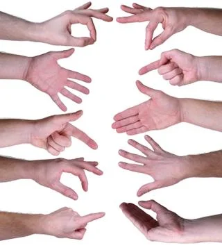 Set of gestures hands over white background Foto stock