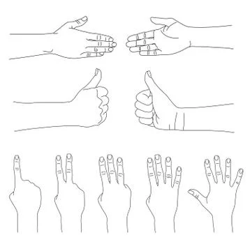 Set of gesturing hands Stock Illustration