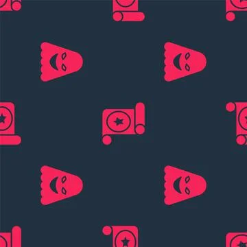 Set Ghost and Magic scroll on seamless pattern. Vector Stock Illustration