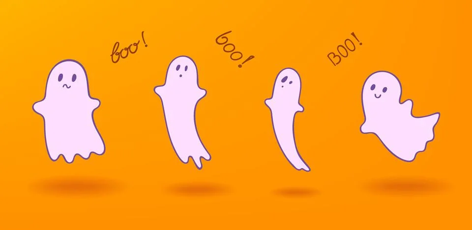 Set of Ghost character. Vector illustration for Halloween. Stock Illustration