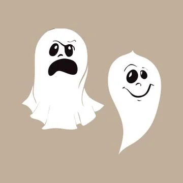 Set of ghost characters emoticons isolated on white background. Stock Illustration