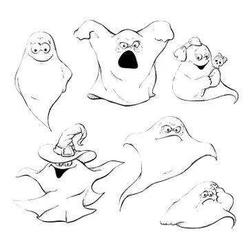 Set of ghost characters emoticons isolated. Vector illustration Stock-Illustration