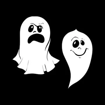 Set of ghost characters emoticons isolated on white background. Stock Illustration