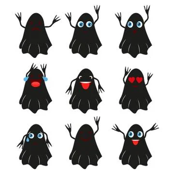 Set of ghost characters solated on white background. Vector illustration Stock Illustration