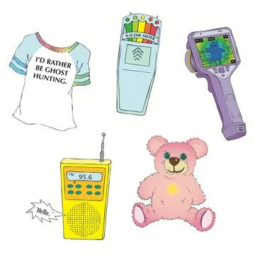 Set of Ghost Hunting Tools and Gear Stock Illustration
