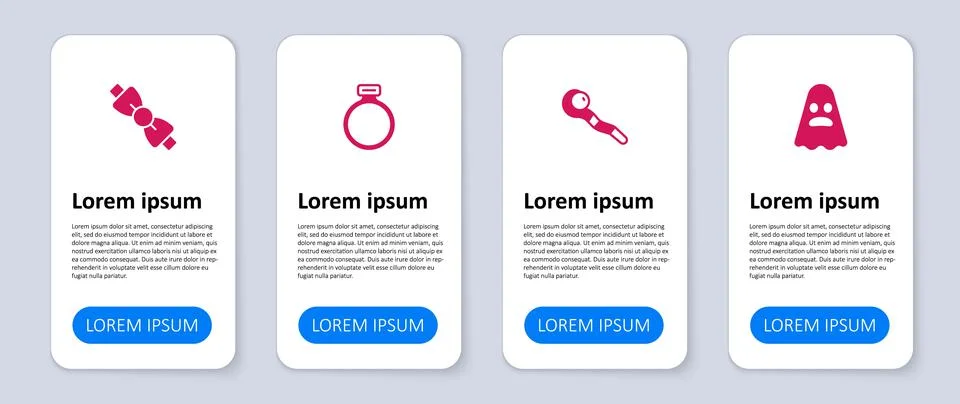 Set Ghost, Magic staff, stone ring and Bow tie. Business infographic template Stock Illustration