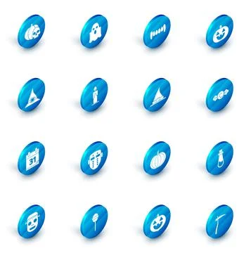 Set Ghost, Vampire teeth, Pumpkin, Witch hat, Calendar with Halloween date 31 Stock-Illustration