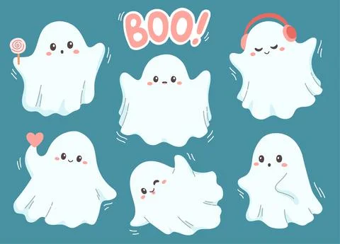 Set of ghosts to Halloween party vector Stock Illustration