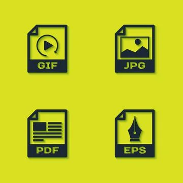 Set GIF file document, EPS, PDF and JPG icon. Vector 스톡 일러스트
