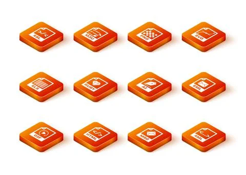 Set GIF file document, HTML, XLS, RUBY, MSG and AI icon. Vector Stock Illustration