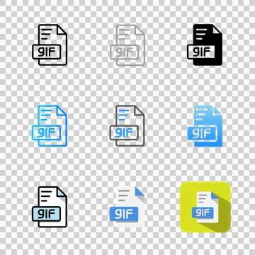 Set gif file format document icon. suitable for digital database design Illustrazione stock