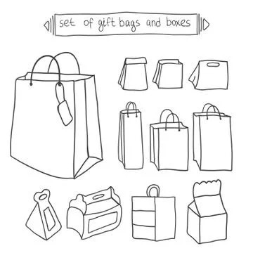 Set of gift bags and boxes Stock Illustration
